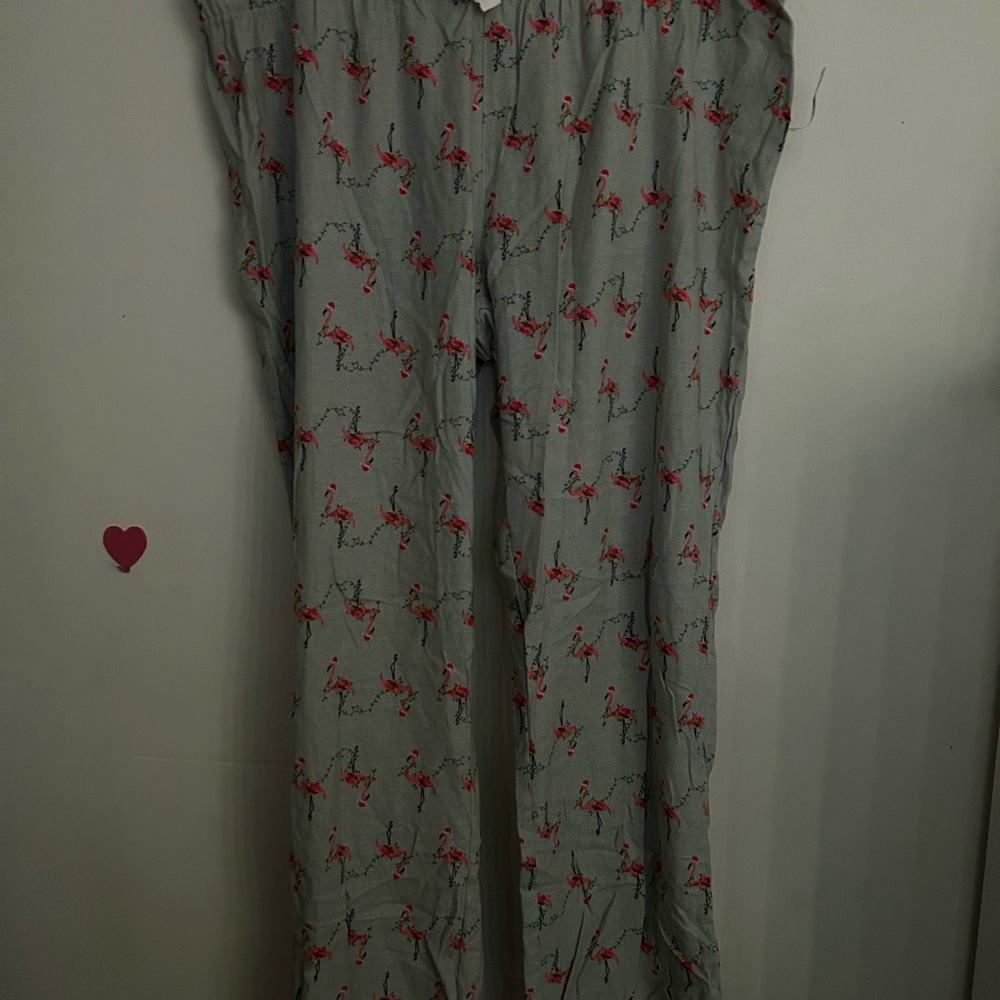 Old Navy Light Gray Floral PJ Bottoms with Pink and Blue Accents